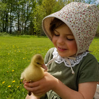 Reversible Baby Girl Hat| Linen Sun Bonnet