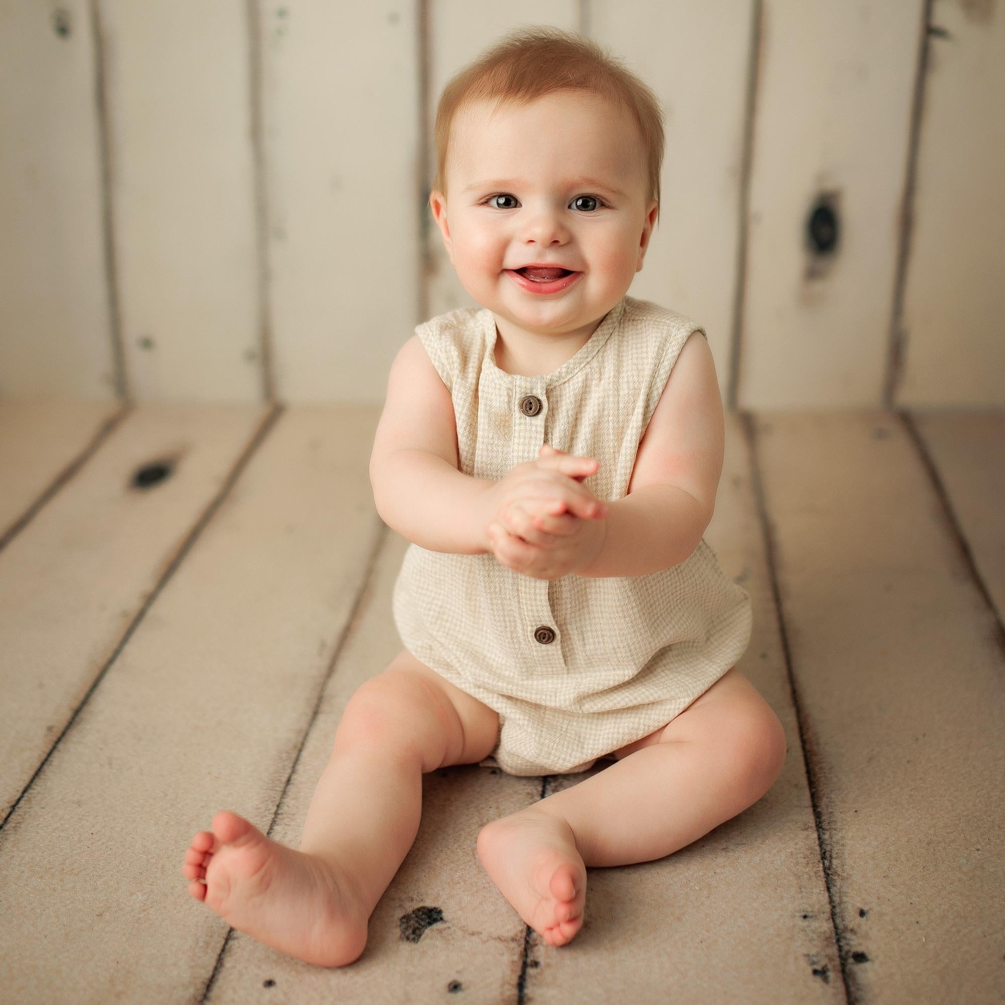 Marco Gingham Romper – Olive and Cradle