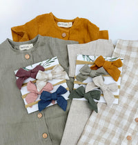 Baby matching bows on nylon | Linen Headband Bows