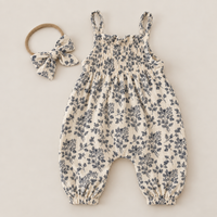 Maya Muslin Romper + Bow Headband