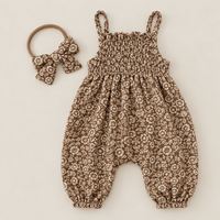 Maya Muslin Romper + Bow Headband