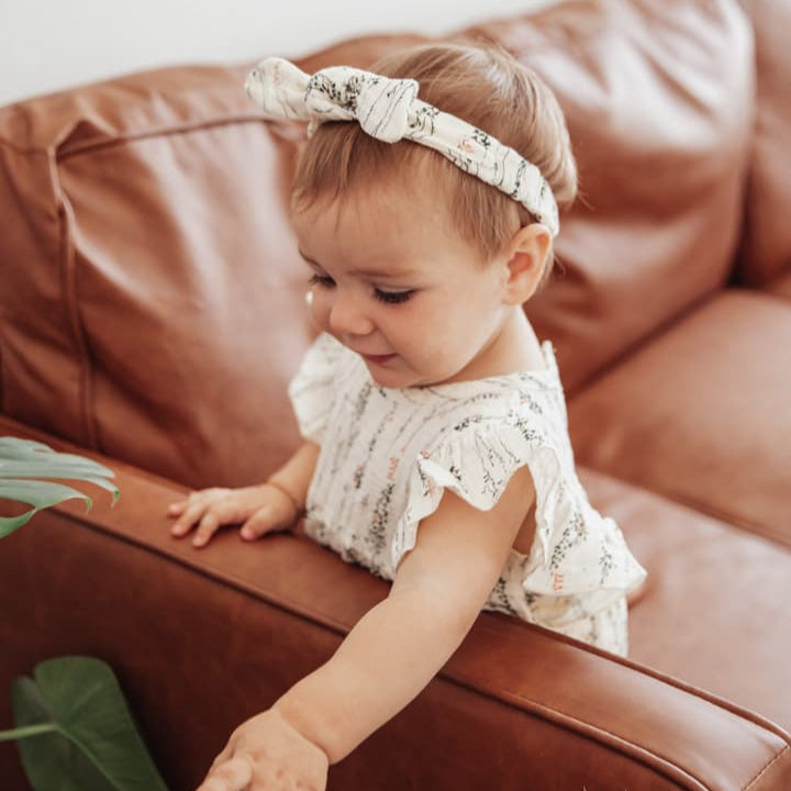 Milana Muslim Bubble Romper + Bow + socks | Floral 3pc set