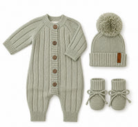 Milo Cotton Knit Jumpsuit 3pc SET | Sage