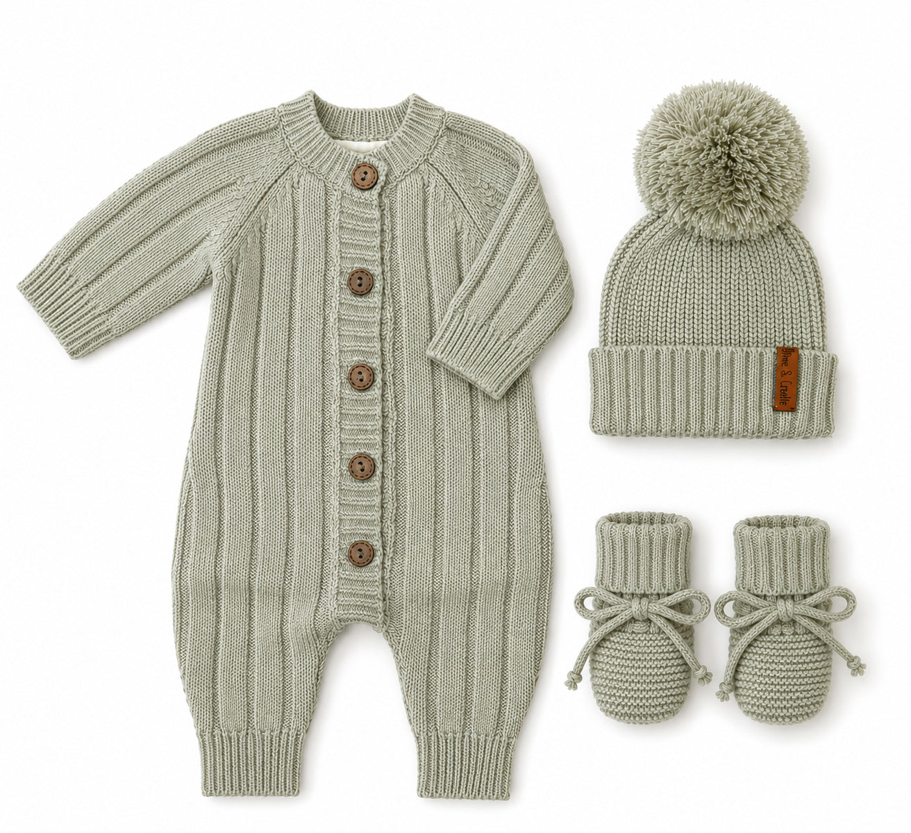 Milo Cotton Knit Jumpsuit 3pc SET | Sage