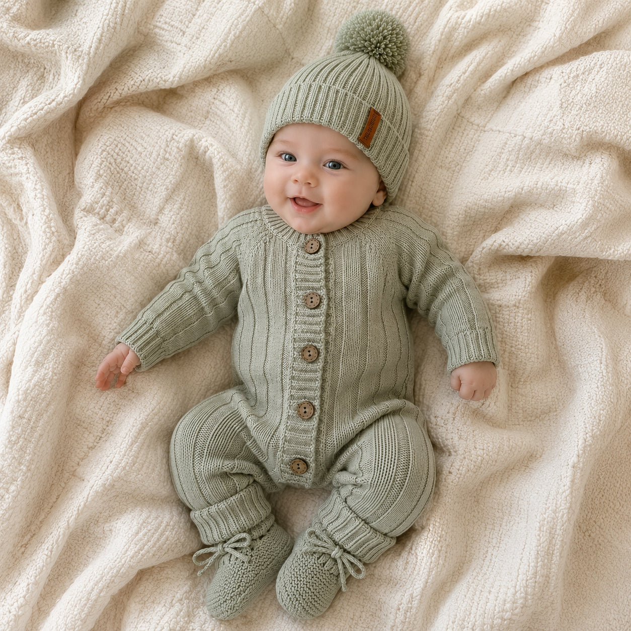 Milo Cotton Knit Jumpsuit 3pc SET | Sage