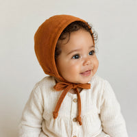 Linen Mustard Floral Reversible Bonnet