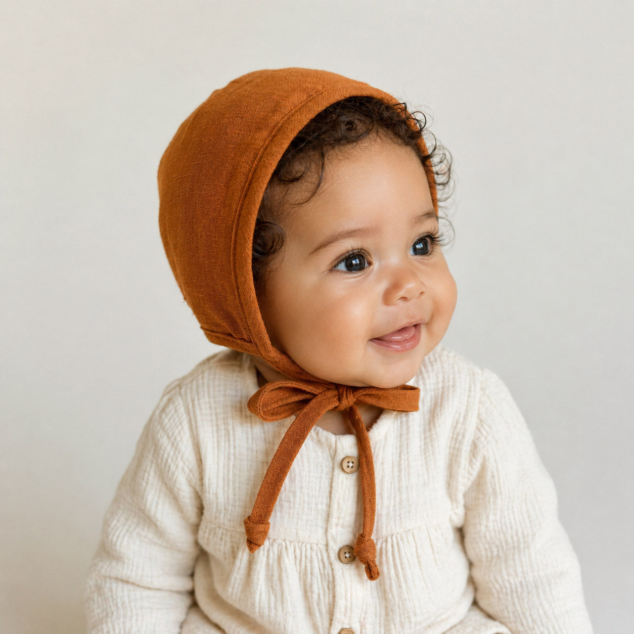 Linen Mustard Floral Reversible Bonnet