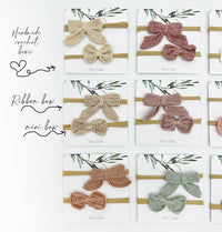 Crochet Hair Bow Tie Baby Headband 2pc set
