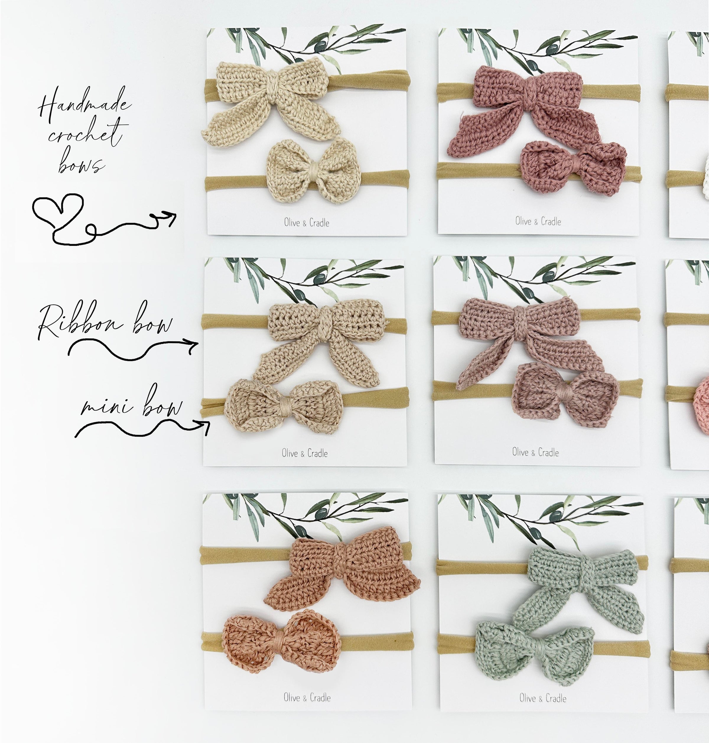 Crochet Hair Bow Tie Baby Headband 2pc set