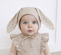 Floral Linen Bunny Bonnet