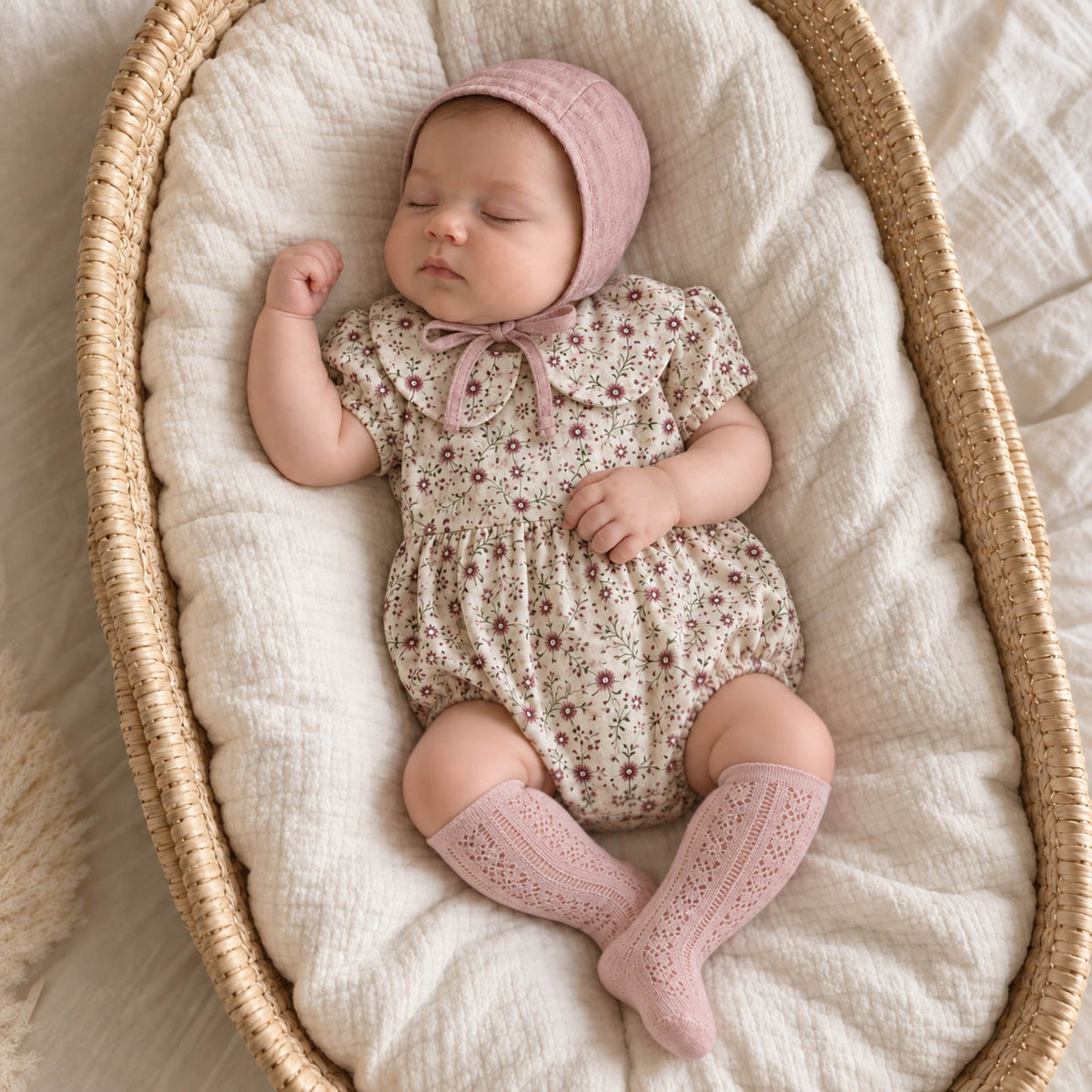 Reversible Linen Floral Allie Bonnet