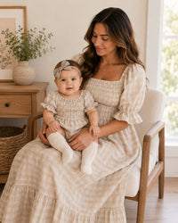 Gingham Plaid Dress Mama Ladies sizes | Puff Sleeve Sienna