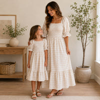 Gingham Plaid Dress Mama Ladies sizes | Puff Sleeve Sienna