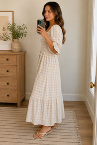 Gingham Plaid Dress Mama Ladies sizes | Puff Sleeve Sienna