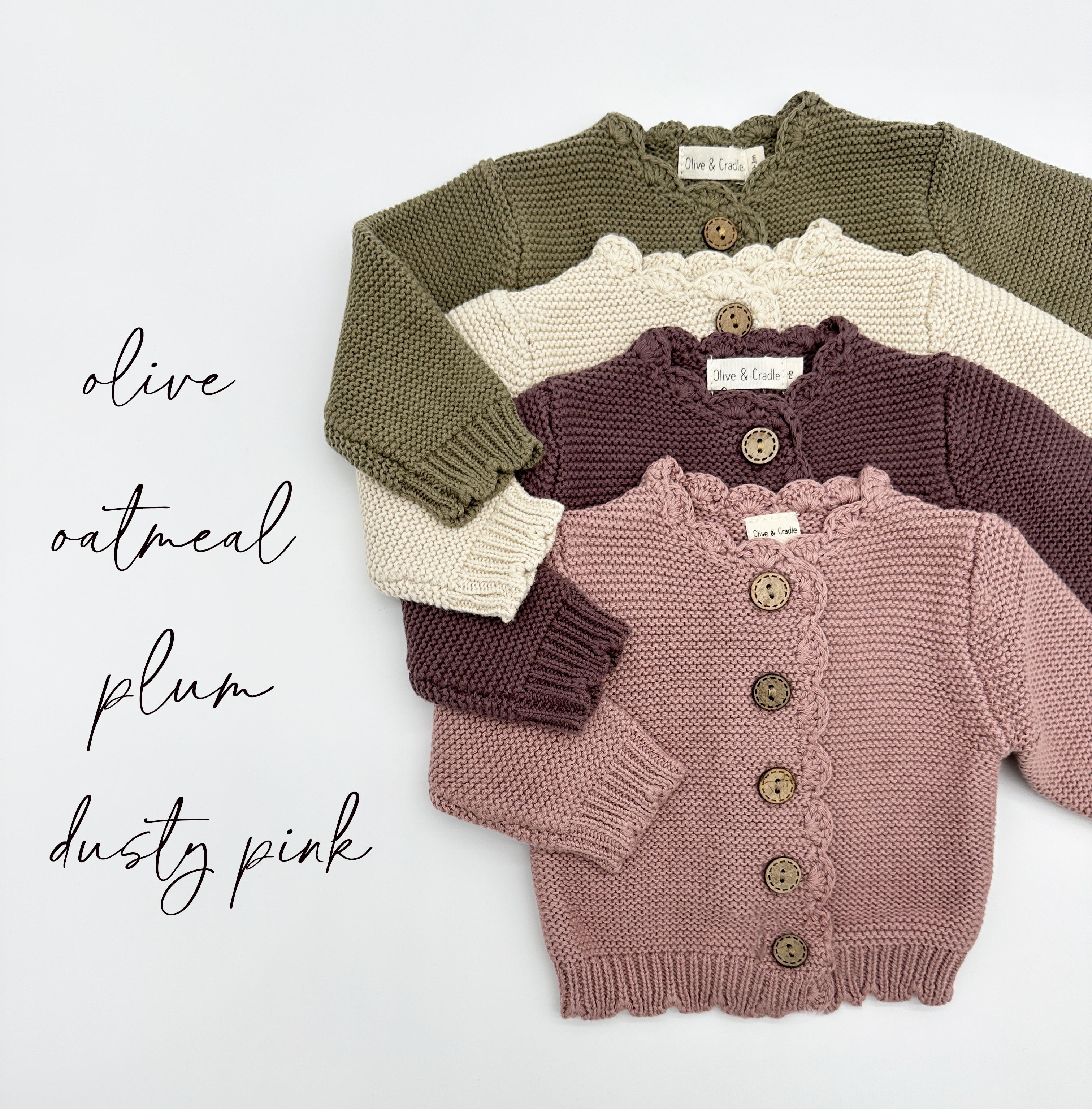 Cotton Knitted baby kids | Sophia Cardigan – Olive and Cradle