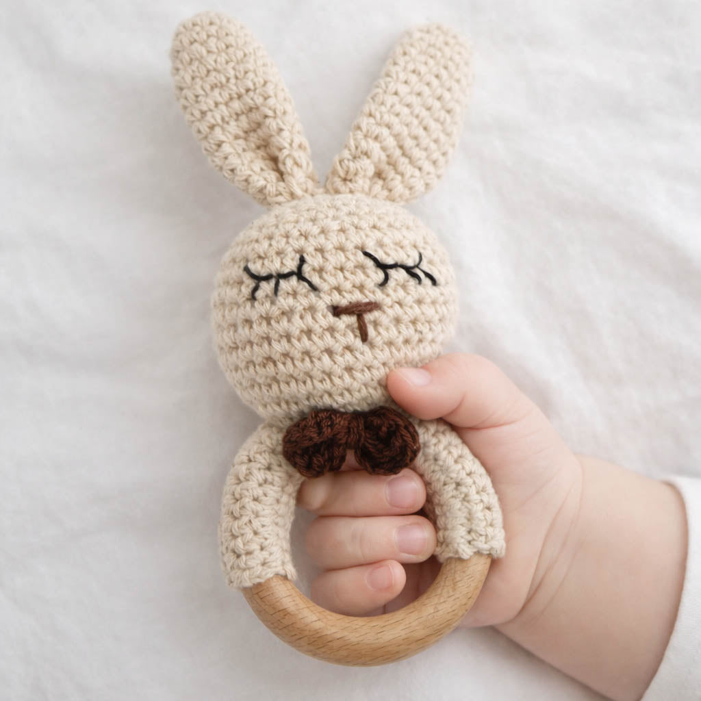 Crochet Bunny Rattle Teether