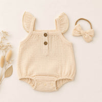 Muslin Bubble Romper + Bow | Isla