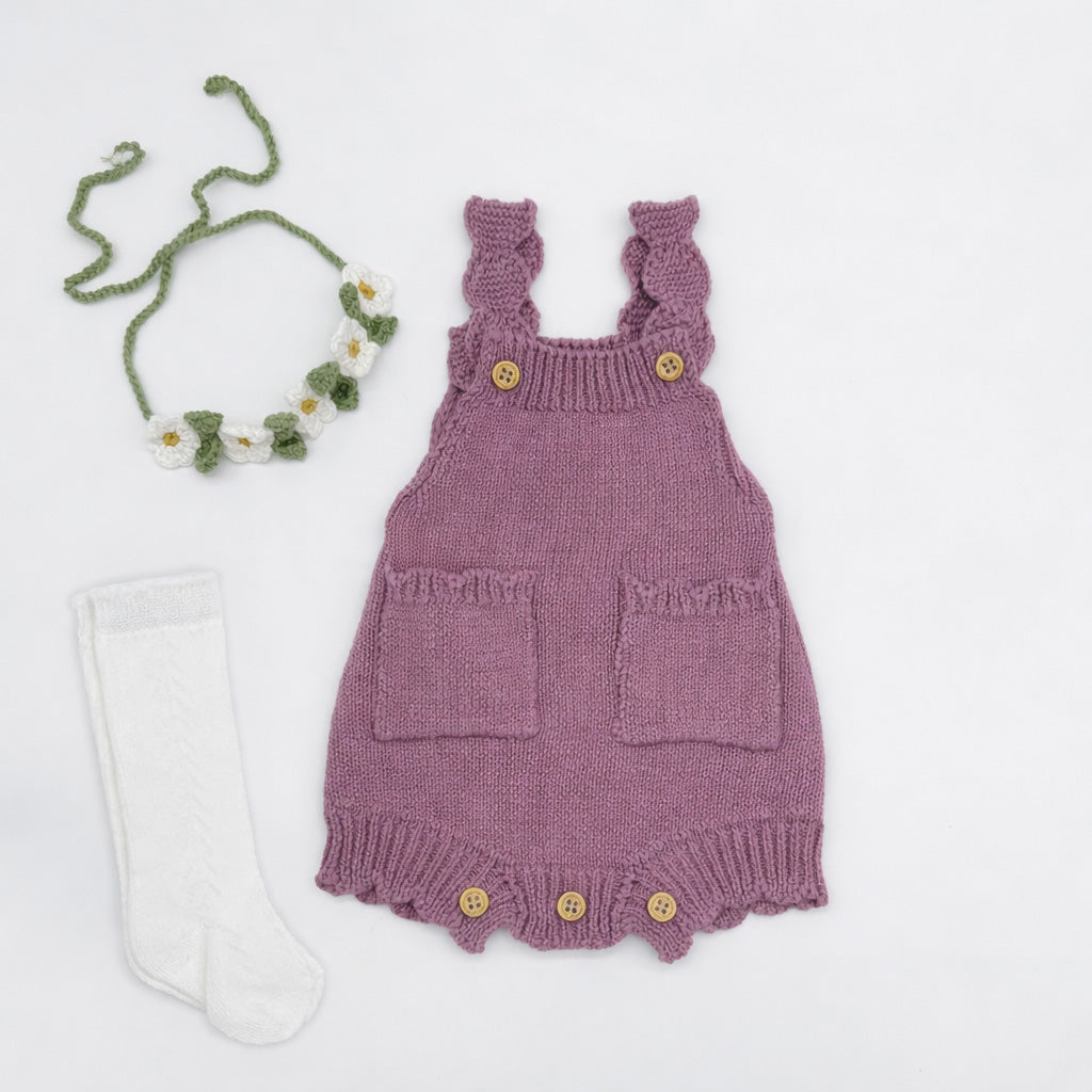 Easter Romper 3pc set | Violet White
