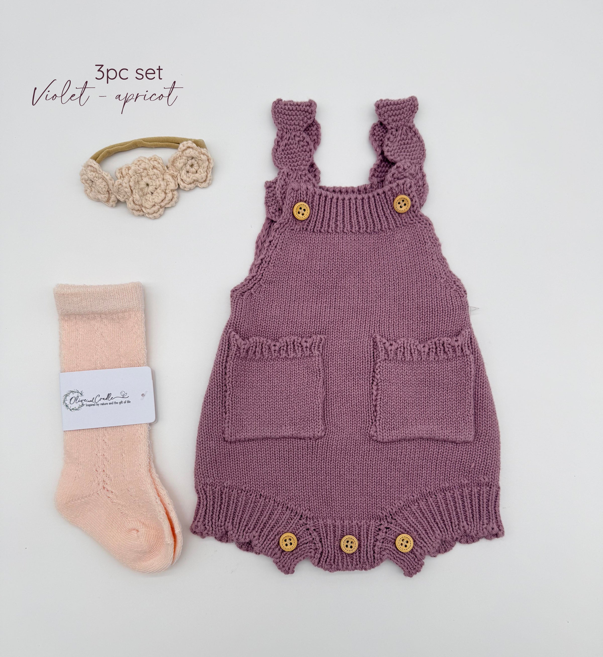 Easter Romper 3pc set | Violet Apricot