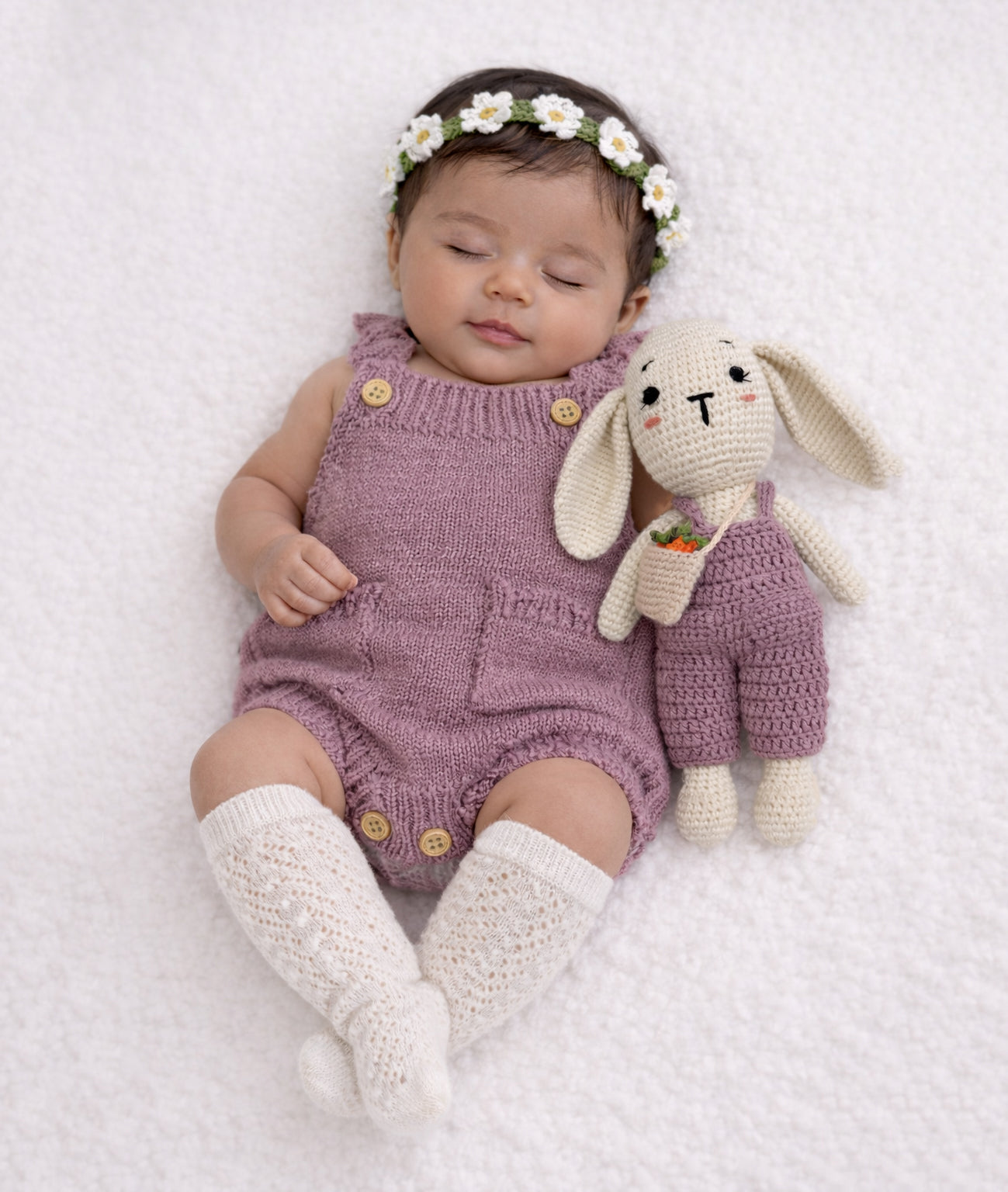 Easter Romper 3pc set | Violet White