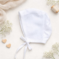 White LINEN Bonnet with muslin liner