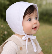 White LINEN Bonnet with muslin liner
