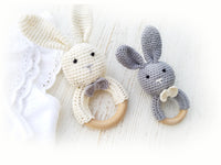 Natural Cotton Crochet Bunny Rattle