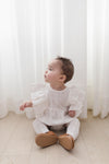 Julia White Bubble Romper with bow and socks | 3pc set