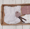 Julia White Bubble Romper with bow and socks | 3pc set