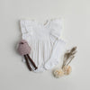 Julia White Bubble Romper with bow and socks | 3pc set